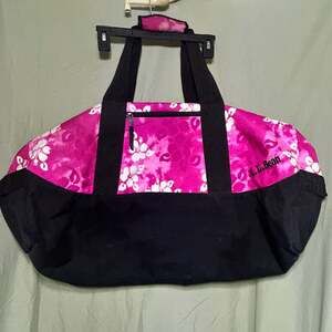 L.L.Bean Adventure Duffle Bag Pink Hibiscus Floral Print XL